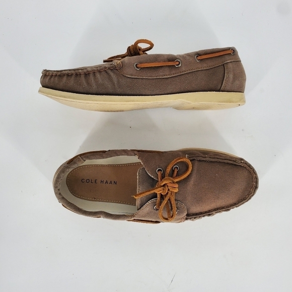 Cole Haan Mens Canvas Slip-on Boat Shoes Size 8.5 M Brown C14475 C15 - Picture 8 of 13